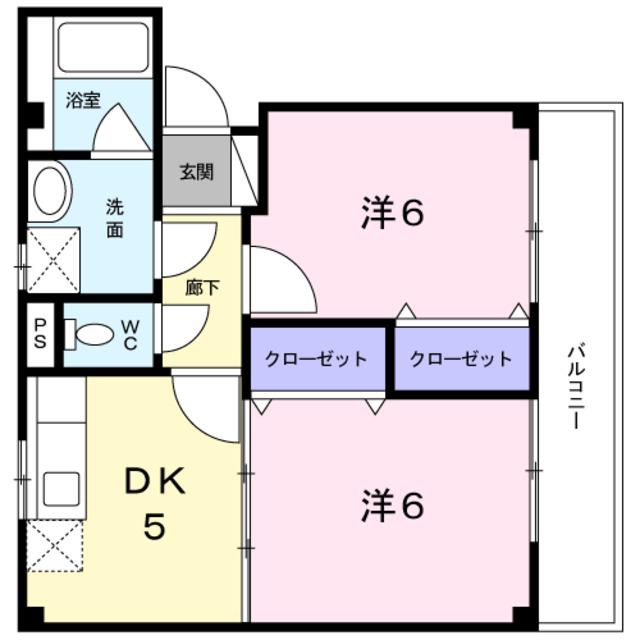 アーカソニー(2DK/2階)の間取り写真