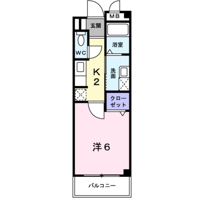 風のハーモニー(1K/2階)の間取り写真