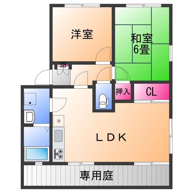ハイツ菅原E棟(2LDK/1階)の間取り写真
