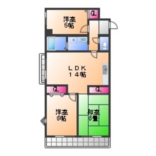 城南マンション2(3LDK/2階)の間取り写真