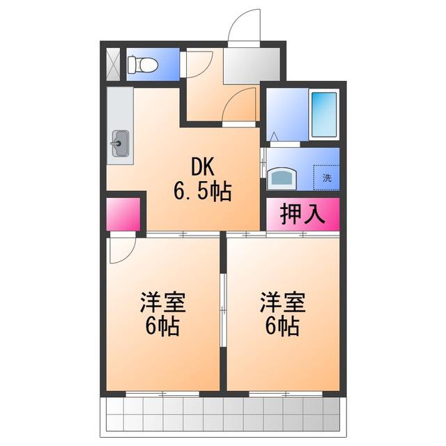 ホワイトオーク(2DK/5階)の間取り写真