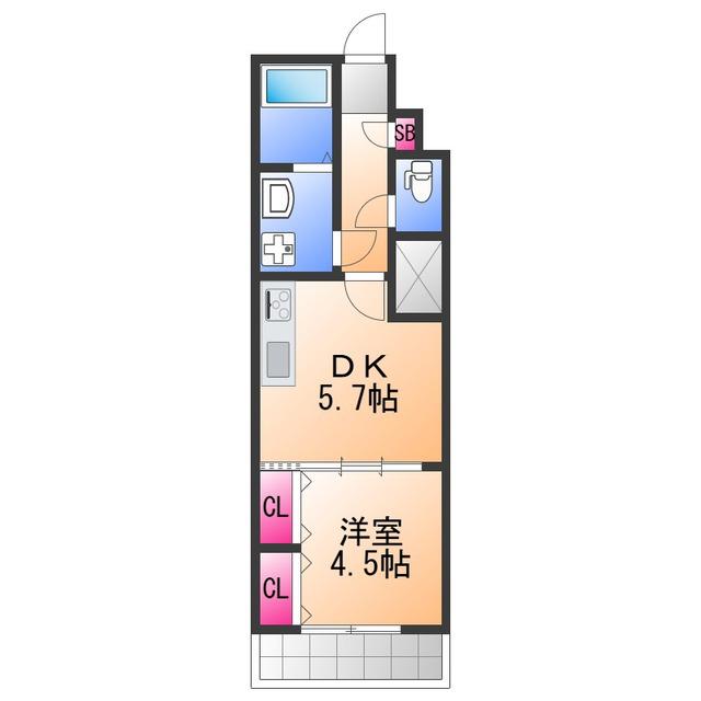 TKアンバーコート羽衣(1DK/2階)の間取り写真