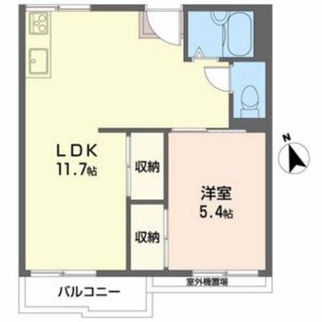 エクセレート府中B棟(1LDK/2階)の間取り写真