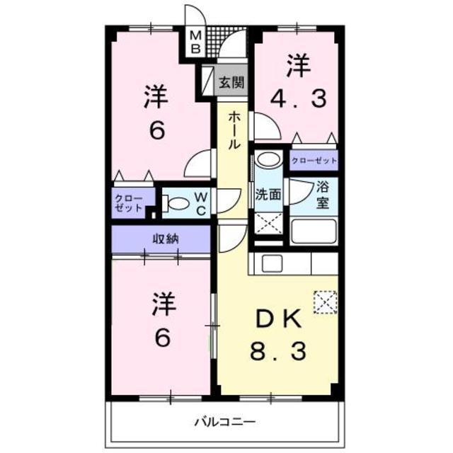 FONTANA 久米田(3DK/2階)の間取り写真