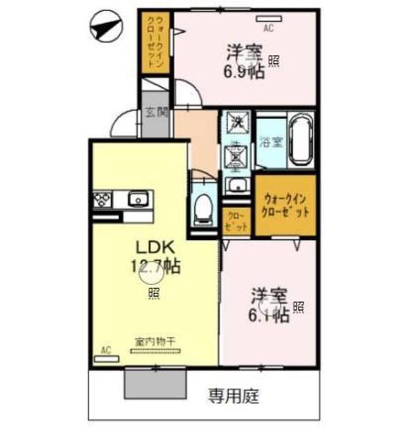 カーサ ワイオリ(2LDK/1階)の間取り写真