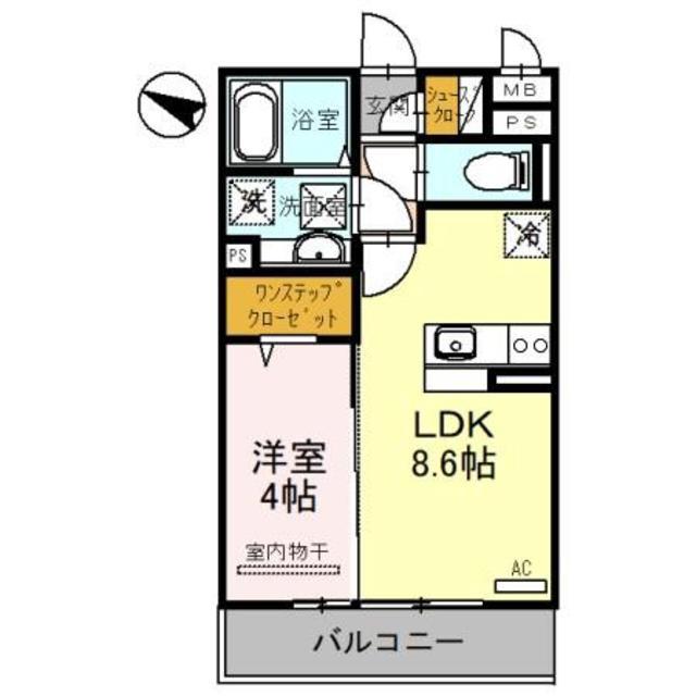 アビタシオン花房(1LDK/1階)の間取り写真
