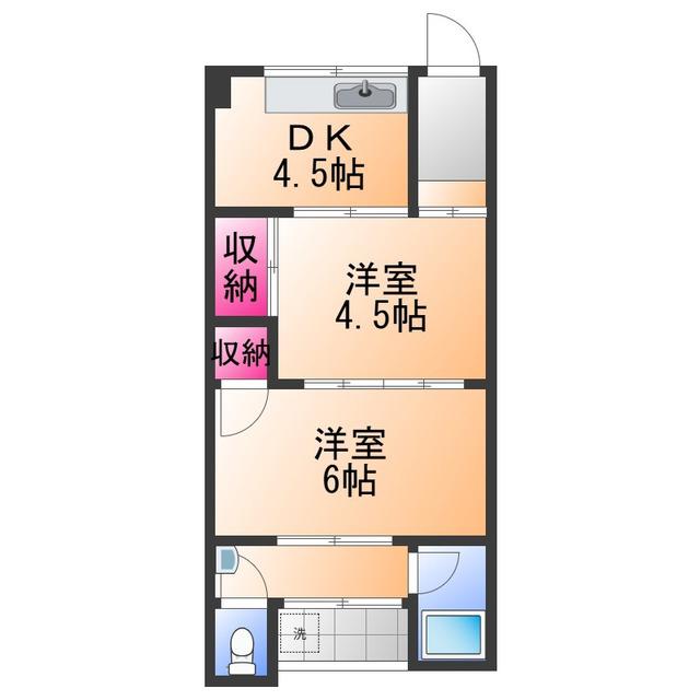 泉ハウス(2DK/2階)の間取り写真
