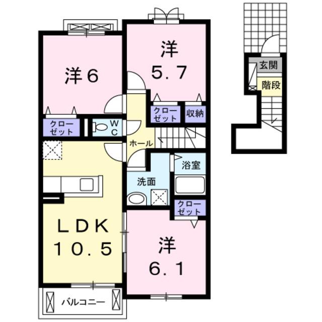 レスペランス2(3LDK/2階)の間取り写真
