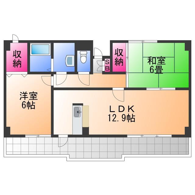 クレールI・K(2LDK/3階)の間取り写真