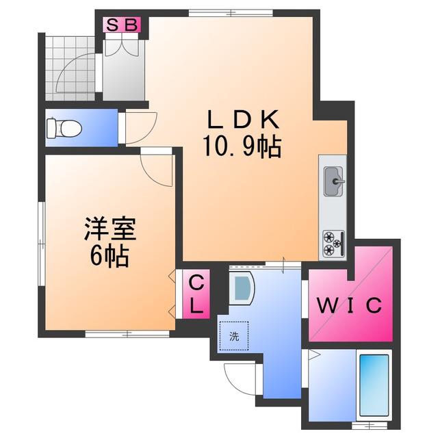 プレミアムスイート岸和田駅前(1LDK/1階)の間取り写真