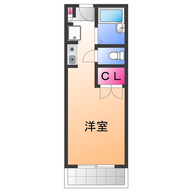 クリスタ久米田(ワンルーム/2階)の間取り写真