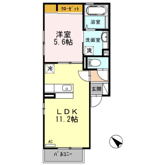 セジュールソアラ(1LDK/2階)の間取り写真