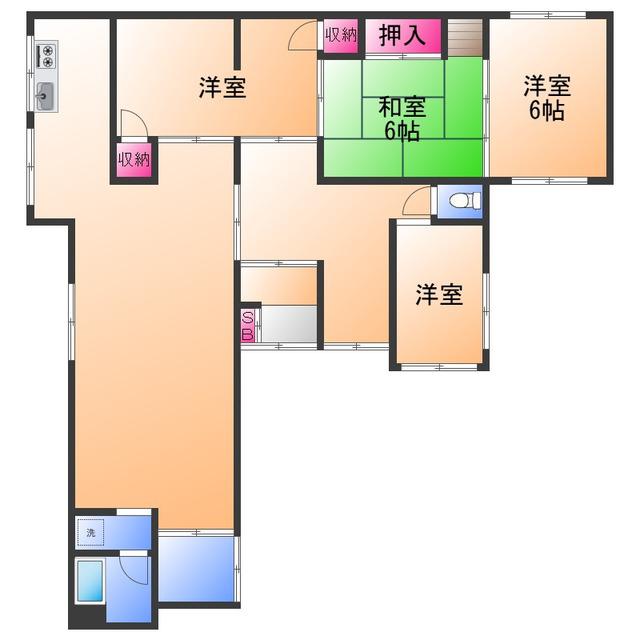 阪和線 北信太駅 徒歩5分 1階建 築63年(5LDK)の間取り写真