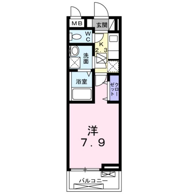 アペルト泉佐野5(1K/1階)の間取り写真