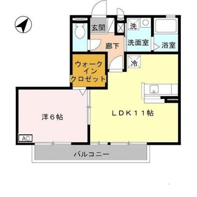 シャイニーパーク(1LDK/2階)の間取り写真