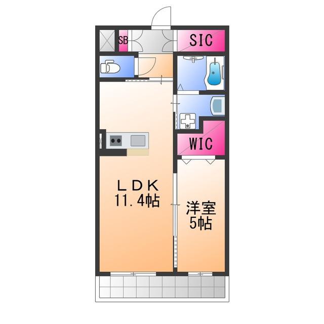 イデアルMIYA(1LDK/1階)の間取り写真