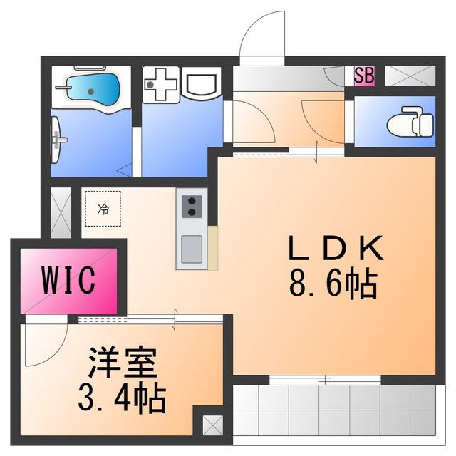 ジーメゾン鳳南ルシア(1LDK/2階)の間取り写真