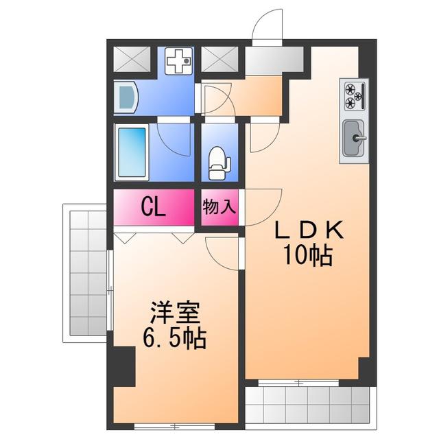 ローズステージ泉大津駅前(1LDK/2階)の間取り写真