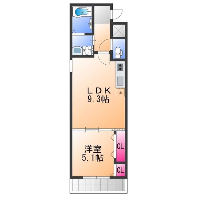 フジパレス泉大津駅西(1LDK/2階)の間取り写真