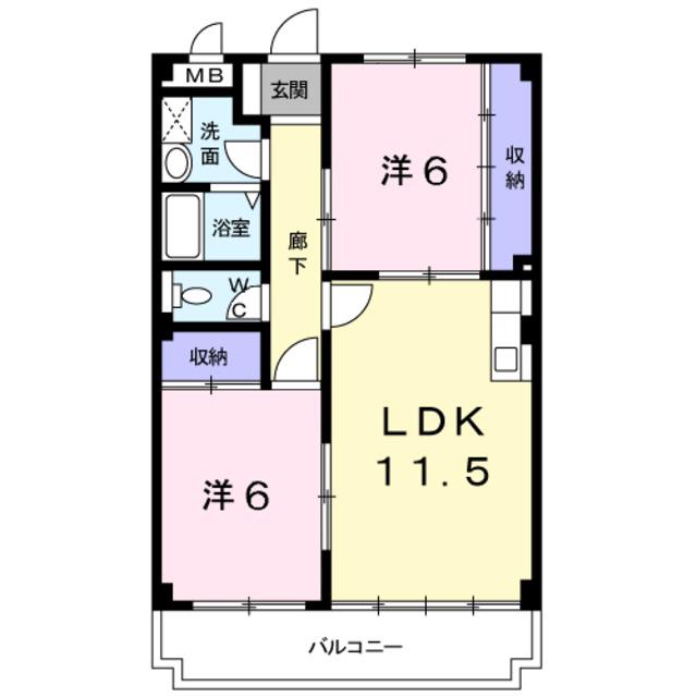 バルビゾン(2LDK/1階)の間取り写真