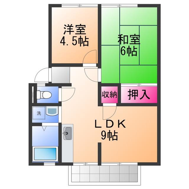 サンシティー西大路(2LDK/2階)の間取り写真
