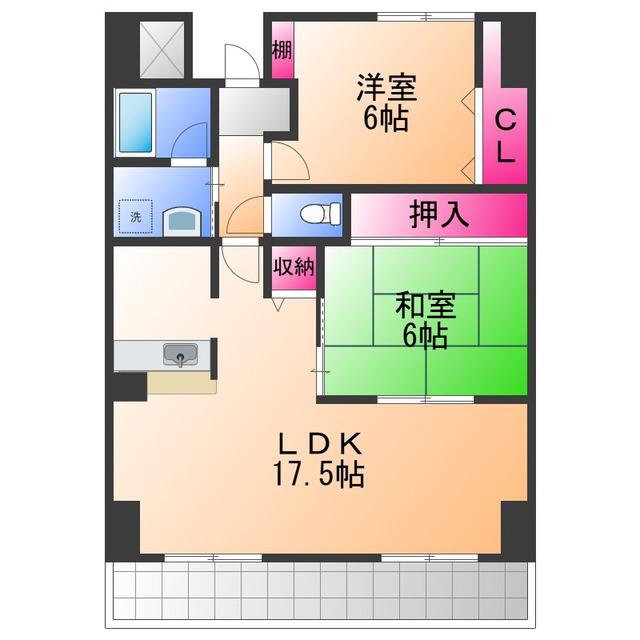 サンクレスト岸和田(2LDK/1階)の間取り写真