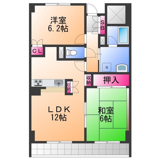 ロイヤルフラット壱番館(2LDK/4階)の間取り写真
