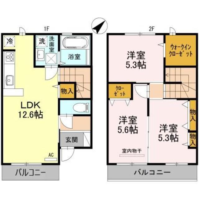 メゾン・ド・デラシネ(3LDK/2階)の間取り写真