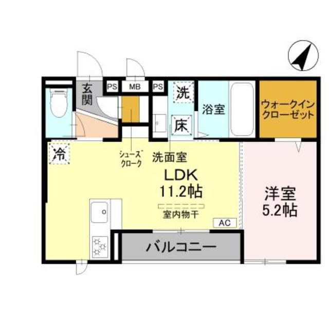 メルヴェイユ ソレイユ(1LDK/1階)の間取り写真