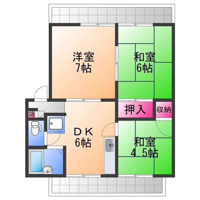 ビバライフ(3DK/1階)の間取り写真