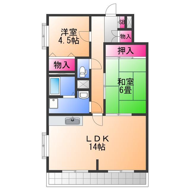 ロイヤルスクエアあむ1(2LDK/3階)の間取り写真