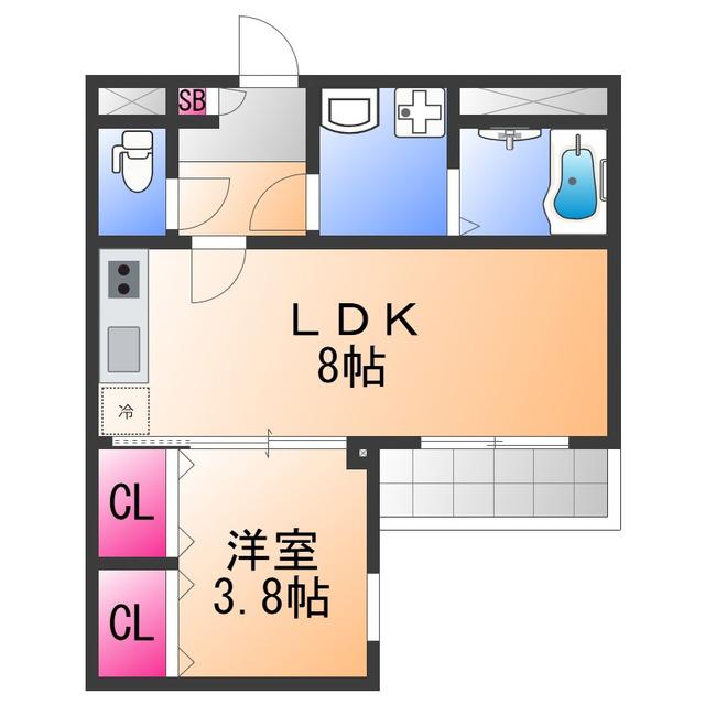 ジーメゾン高石千代田アクシス(1LDK/1階)の間取り写真