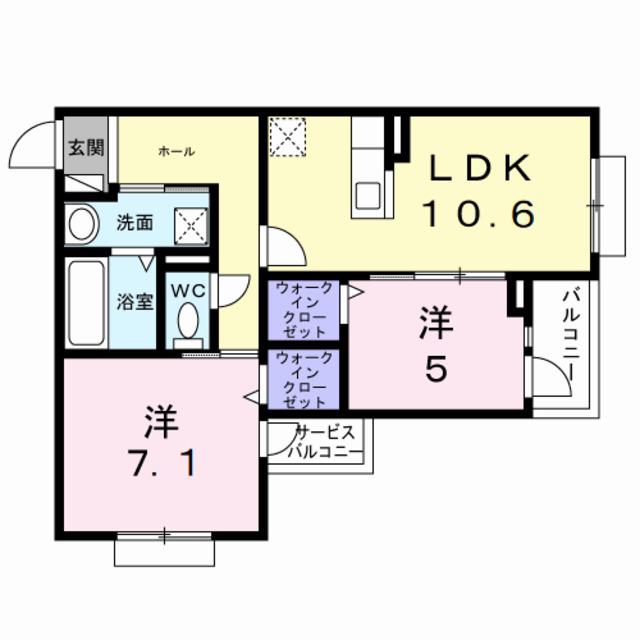 ヒカルサ岸和田畑町(2LDK/3階)の間取り写真