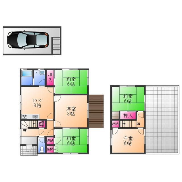 阪和線 新家駅 徒歩21分 2階建 築54年
