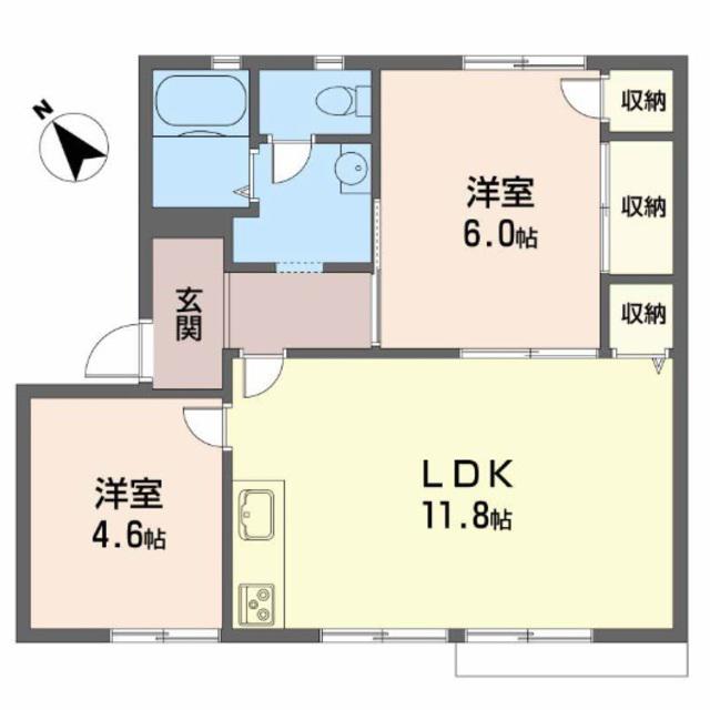 ガーデンハイツ古谷C棟(2LDK/1階)の間取り写真