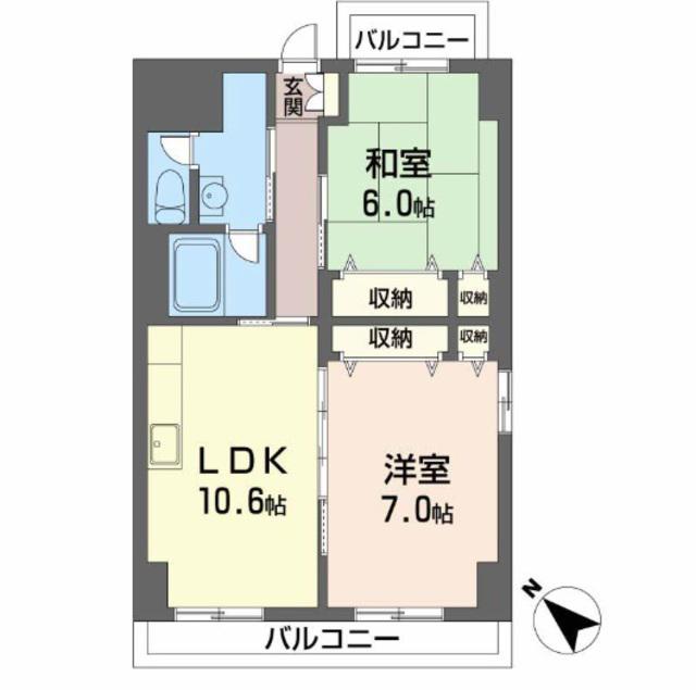 クリーン・ピア・フジ(2LDK/2階)の間取り写真
