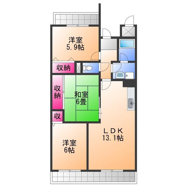 ハイアットプレイス(3LDK/6階)の間取り写真