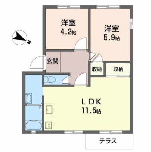 グリーンハイツ・イナモト(2LDK/1階)の間取り写真