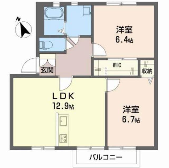 ボンリビェール吉田 A棟(2LDK/2階)の間取り写真