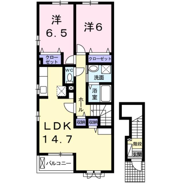 M・ミニョン(2LDK/2階)の間取り写真