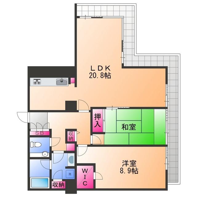 アルザブルータワーズ(2LDK/24階)の間取り写真