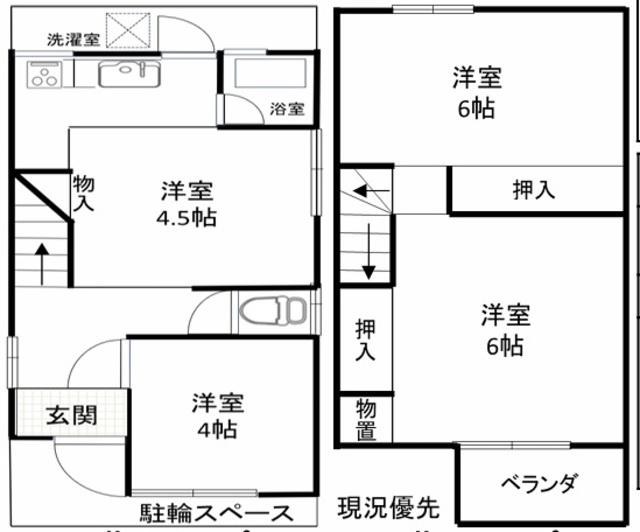 阪和線 日根野駅 徒歩19分 2階建 築52年(4K)の間取り写真