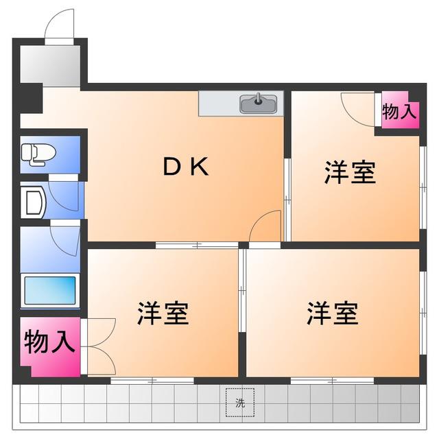 パールハイツ(3DK/4階)の間取り写真