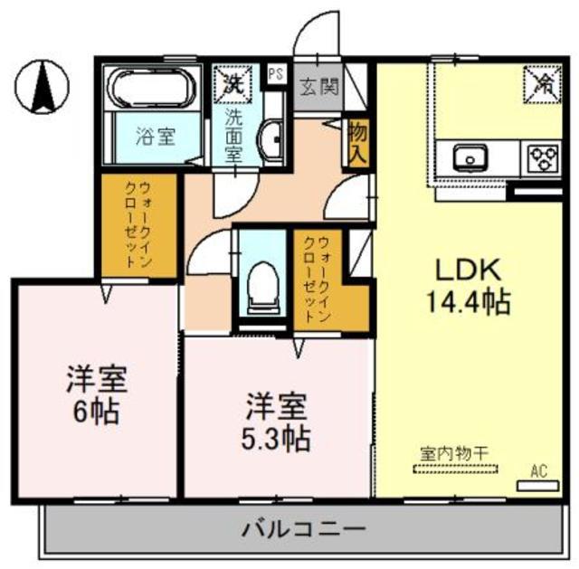 LEGATO(2LDK/2階)の間取り写真