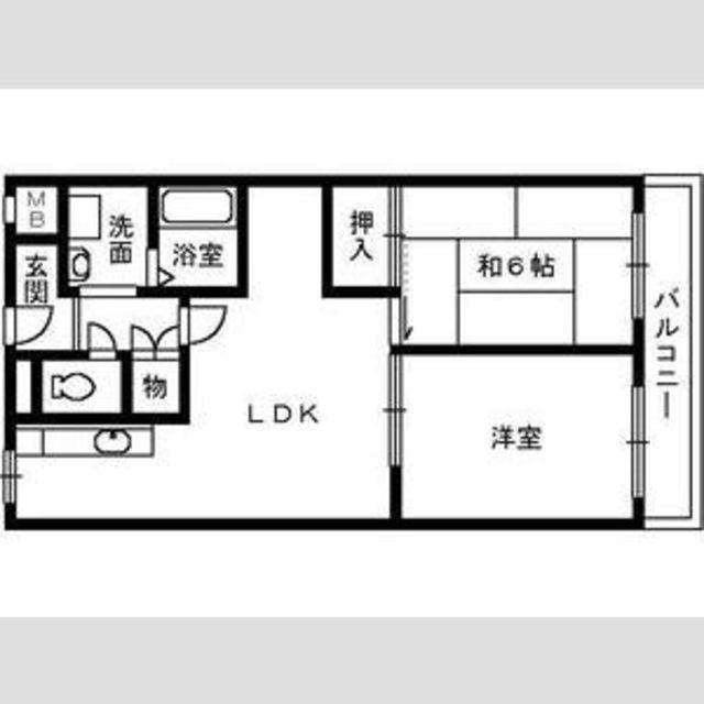 城南マンション2(2LDK/6階)の間取り写真