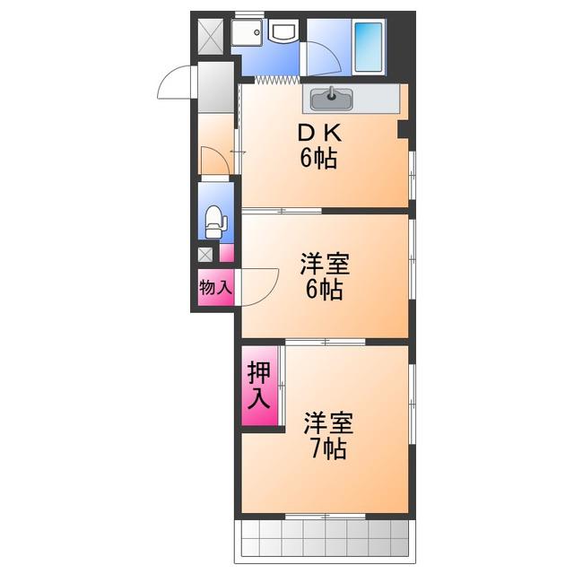 豊中第3マンション(2DK/2階)の間取り写真