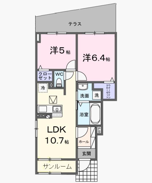 CASA FIKA B(2LDK/1階)の間取り写真