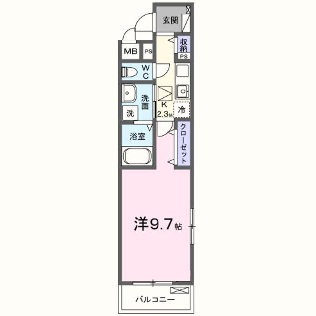 レッドパイン(1K/1階)の間取り写真