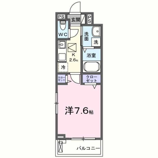 レッドパイン(1K/1階)の間取り写真