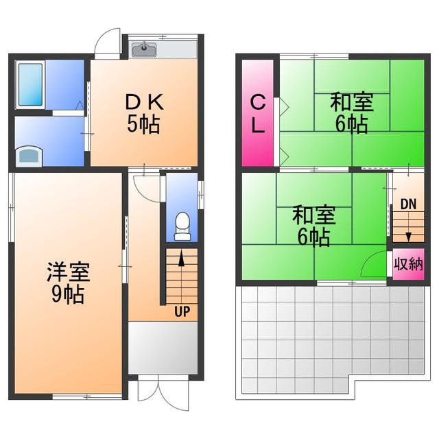 南海電鉄南海本線 忠岡駅 徒歩13分 2階建 築56年(3DK)の間取り写真